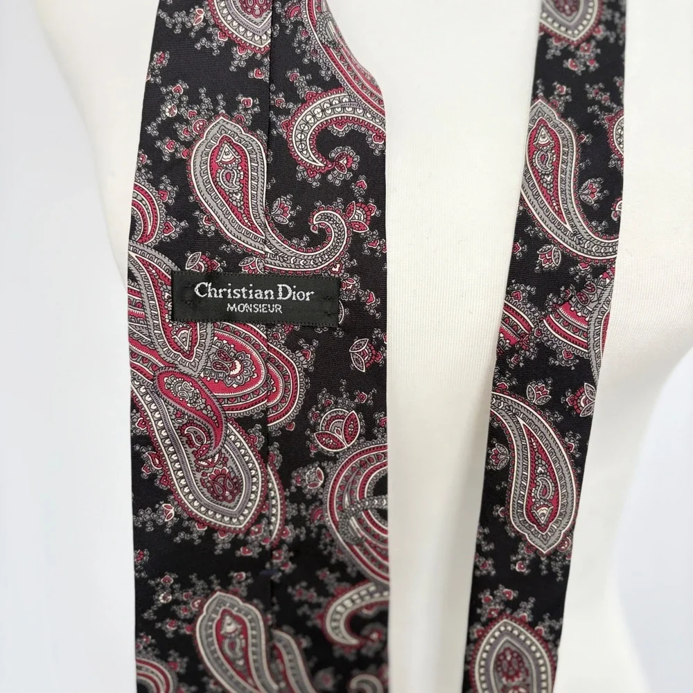 VTG Christian Dior Monsieur Paisley Silk‎ Tie Town & Country Prep Old Money